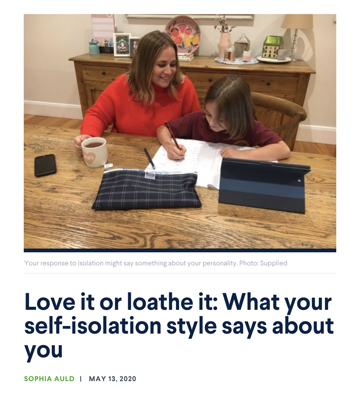 Screenshot of Domain article