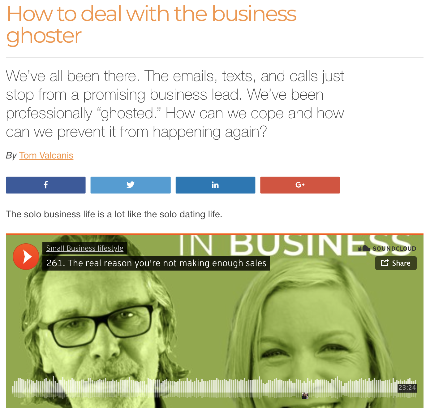 Screenshot of Flying Solo article