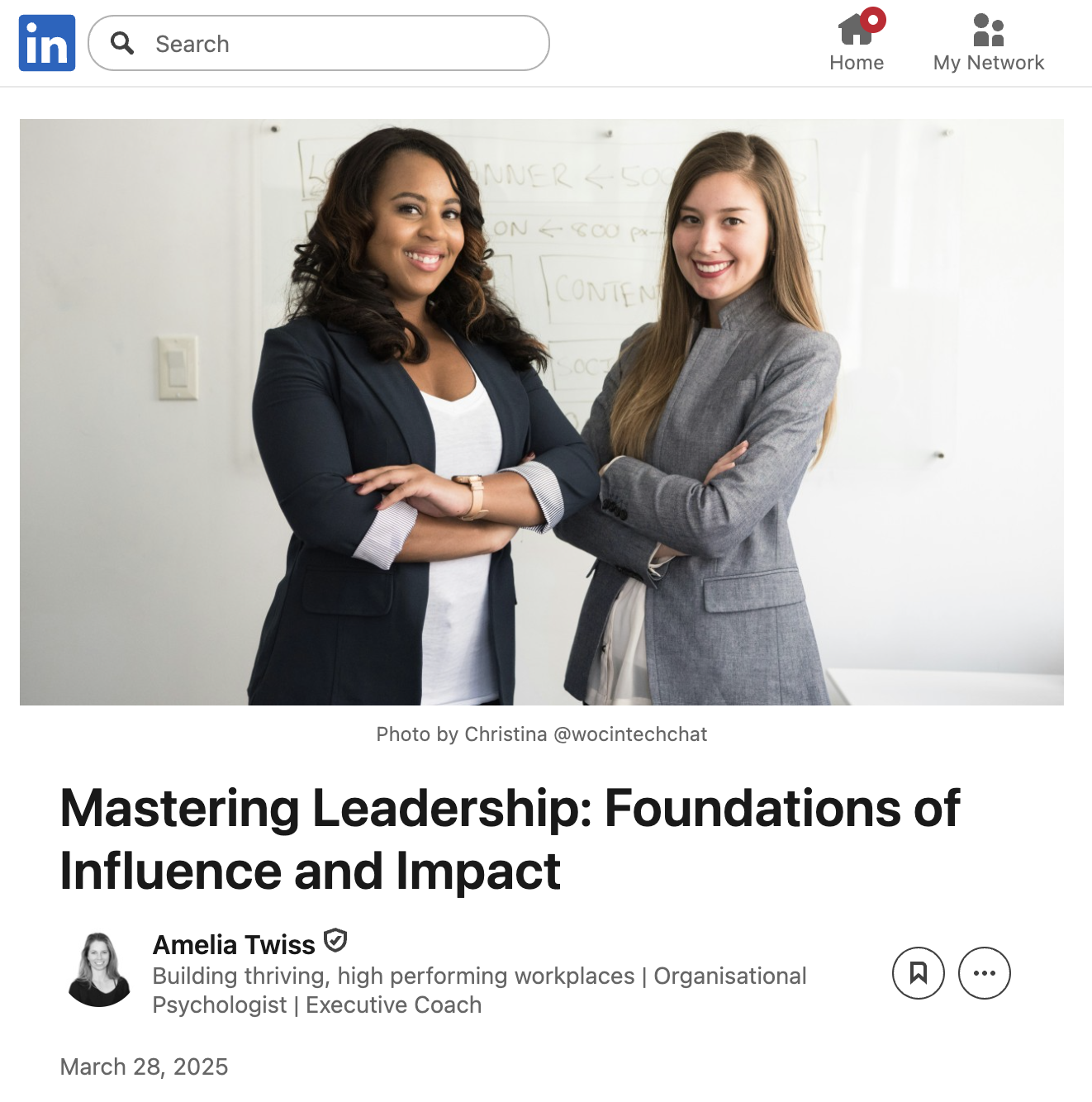 Snapshot of published LinkedIn article